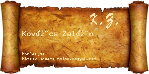 Kovács Zalán névjegykártya